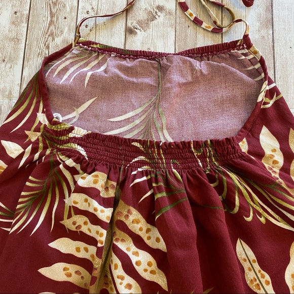 Hawaiian Moon Little Girl Halter Maroon Floral Dress w/ Ruffle Hem- size 2xl - Picture 4 of 6